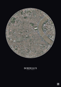 Affiche Bordeaux – Poster vue satellite 2.5km Couleur | Gravura – Fond foncé