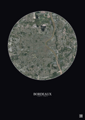 Affiche Bordeaux – Poster vue satellite 10km Couleur | Gravura – Fond foncé