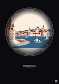 Affiche Bordeaux – Poster illustration vintage – Bordeaux | Gravura – Fond foncé