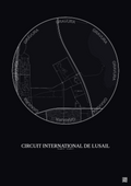 Affiche Circuit International De Lusail – Poster carte de ville 5km | Gravura – Fond foncé