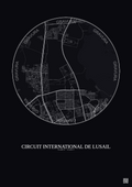 Affiche Circuit International De Lusail – Poster carte de ville 10km | Gravura – Fond foncé