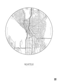 Affiche Seattle – Poster carte de ville 5km | Gravura – Fond clair