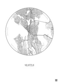 Affiche Seattle – Poster carte de ville 10km | Gravura – Fond clair
