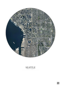 Affiche Seattle – Poster vue satellite 2.5km Couleur | Gravura – Fond clair