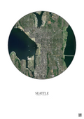 Affiche Seattle – Poster vue satellite 5km Couleur | Gravura – Fond clair