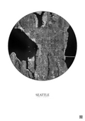 Affiche Seattle – Poster vue satellite 5km N&B | Gravura – Fond clair