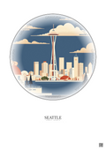 Affiche Seattle – Poster illustration vintage – Seattle | Gravura – Fond clair