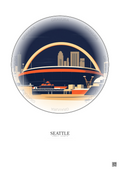 Affiche Seattle – Poster illustration vintage – Lumen Field | Gravura – Fond clair