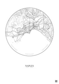 Affiche Naples – Poster carte de ville 10km | Gravura – Fond clair