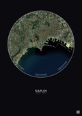 Affiche Naples – Poster vue satellite 5km Couleur | Gravura – Fond foncé
