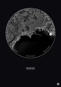 Affiche Naples – Poster vue satellite 5km N&B | Gravura – Fond foncé
