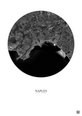 Affiche Naples – Poster vue satellite 10km N&B | Gravura – Fond clair