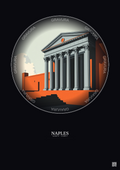 Affiche Naples – Poster illustration vintage – Museo Archeologico Nazionale Di Napoli | Gravura – Fond foncé