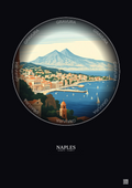 Affiche Naples – Poster illustration vintage – Napoli | Gravura – Fond foncé