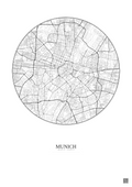 Affiche Munich – Poster carte de ville 5km | Gravura – Fond clair