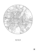 Affiche Munich – Poster carte de ville 10km | Gravura – Fond clair