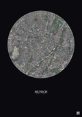 Affiche Munich – Poster vue satellite 2.5km Couleur | Gravura – Fond foncé