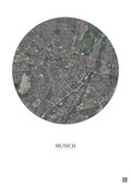 Affiche Munich – Poster vue satellite 2.5km Couleur | Gravura – Fond clair
