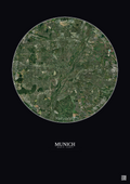 Affiche Munich – Poster vue satellite 10km Couleur | Gravura – Fond foncé