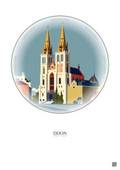 Affiche Dijon – Poster illustration vintage – Cathedrale Saint Benigne De Dijon | Gravura – Fond clair