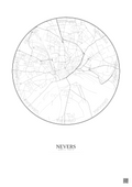 Affiche Nevers – Poster carte de ville 2.5km | Gravura – Fond clair