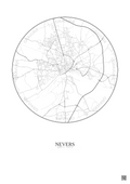 Affiche Nevers – Poster carte de ville 5km | Gravura – Fond clair