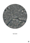 Affiche Nevers – Poster vue satellite 2.5km Couleur | Gravura – Fond clair