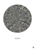 Affiche Nevers – Poster vue satellite 5km Couleur | Gravura – Fond clair