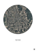 Affiche Nevers – Poster vue satellite 10km Couleur | Gravura – Fond clair