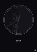 Affiche Bastia – Poster carte de ville 5km | Gravura – Fond foncé