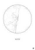 Affiche Bastia – Poster carte de ville 5km | Gravura – Fond clair