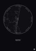 Affiche Bastia – Poster carte de ville 10km | Gravura – Fond foncé