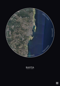 Affiche Bastia – Poster vue satellite 2.5km Couleur | Gravura – Fond foncé
