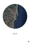 Affiche Bastia – Poster vue satellite 2.5km Couleur | Gravura – Fond clair