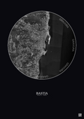 Affiche Bastia – Poster vue satellite 2.5km N&B | Gravura – Fond foncé