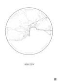 Affiche Ajaccio – Poster carte de ville 5km | Gravura – Fond clair