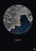 Affiche Ajaccio – Poster vue satellite 2.5km Couleur | Gravura – Fond foncé