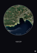 Affiche Ajaccio – Poster vue satellite 5km Couleur | Gravura – Fond foncé