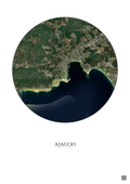Affiche Ajaccio – Poster vue satellite 5km Couleur | Gravura – Fond clair