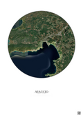 Affiche Ajaccio – Poster vue satellite 10km Couleur | Gravura – Fond clair