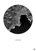 Affiche Ajaccio – Poster vue satellite 2.5km N&B | Gravura – Fond clair