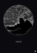 Affiche Ajaccio – Poster vue satellite 5km N&B | Gravura – Fond foncé