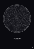 Affiche Waterloo – Poster carte de ville 2.5km | Gravura – Fond foncé