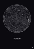 Affiche Waterloo – Poster carte de ville 5km | Gravura – Fond foncé
