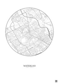 Affiche Waterloo – Poster carte de ville 5km | Gravura – Fond clair