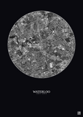 Affiche Waterloo – Poster vue satellite 2.5km N&B | Gravura – Fond foncé
