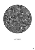 Affiche Waterloo – Poster vue satellite 2.5km N&B | Gravura – Fond clair