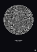 Affiche Waterloo – Poster vue satellite 10km N&B | Gravura – Fond foncé