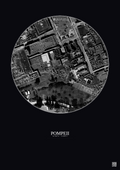 Affiche Pompeii – Poster vue satellite 0.1km N&B | Gravura – Fond foncé