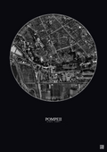 Affiche Pompeii – Poster vue satellite 0.5km N&B | Gravura – Fond foncé